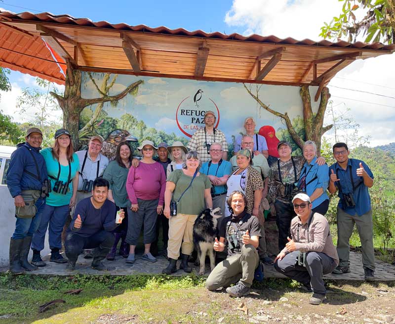 Our group at the Refugio de Paz de los Aves